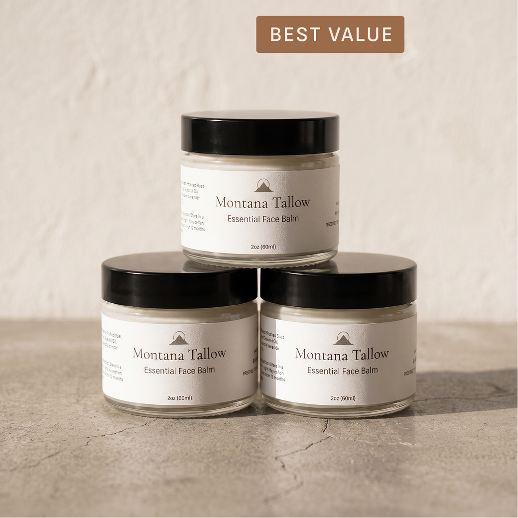 Three jars of Montana Tallow Essential Face Balm