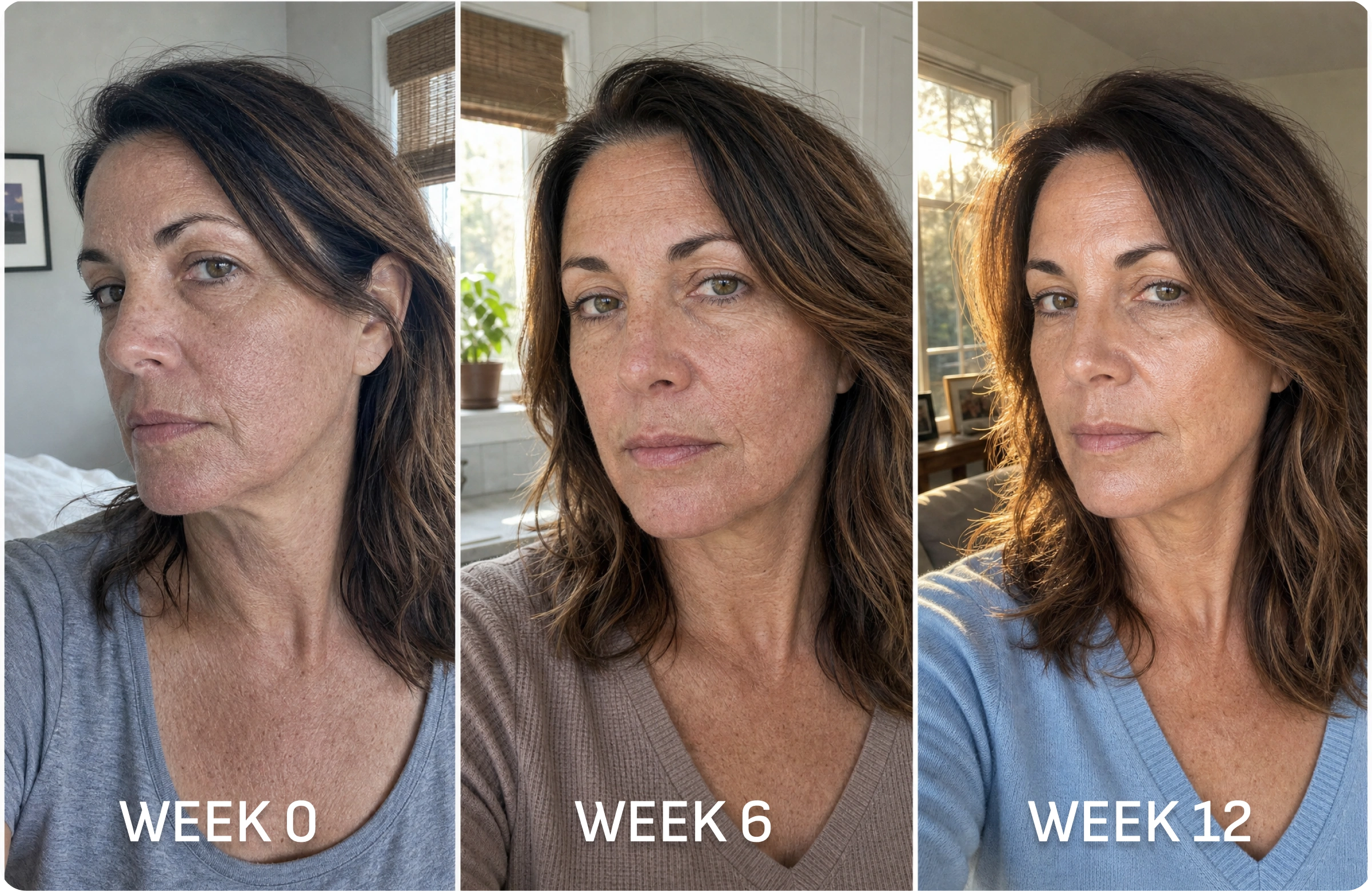 Skin progress at Week 0, 6 and 12